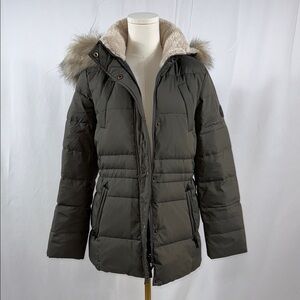 Lauren Ralph Lauren Olive Fur-Trimmed Puffer Jacket